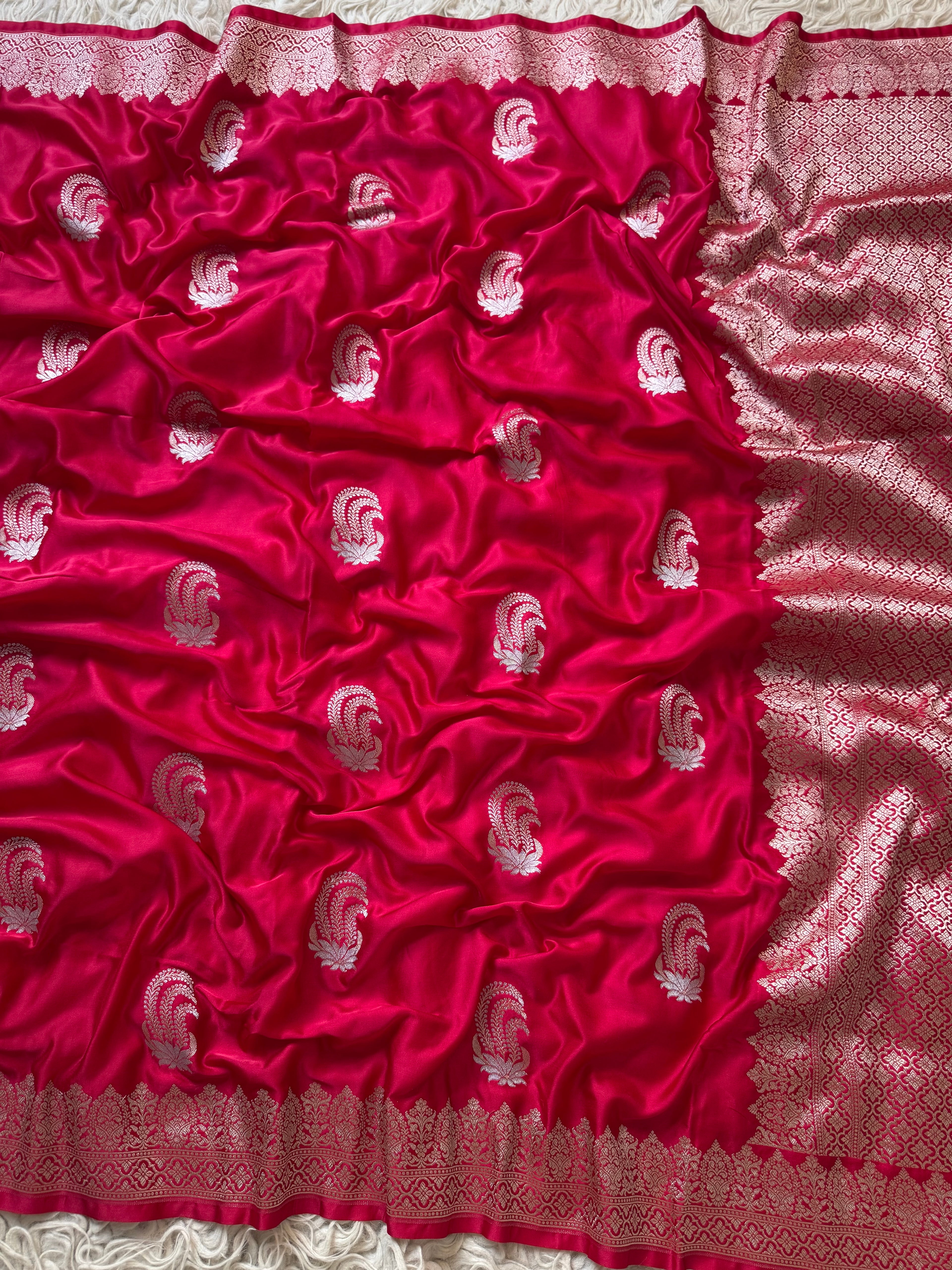 Banarasi Mashru Silk Saree All Over Alfi Meena Buta
