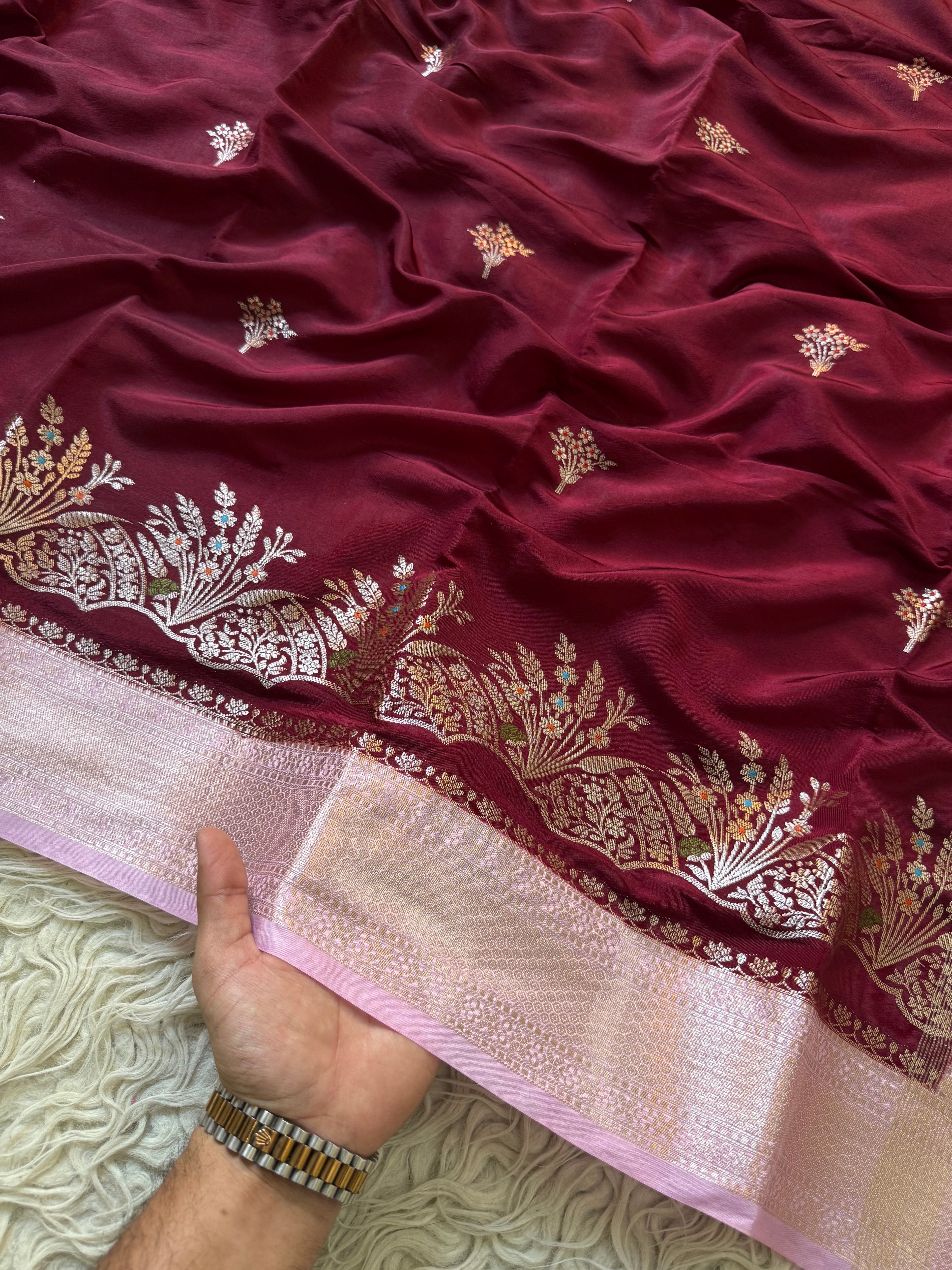 Butter Silk Banarasi Saree with minakari buti and border