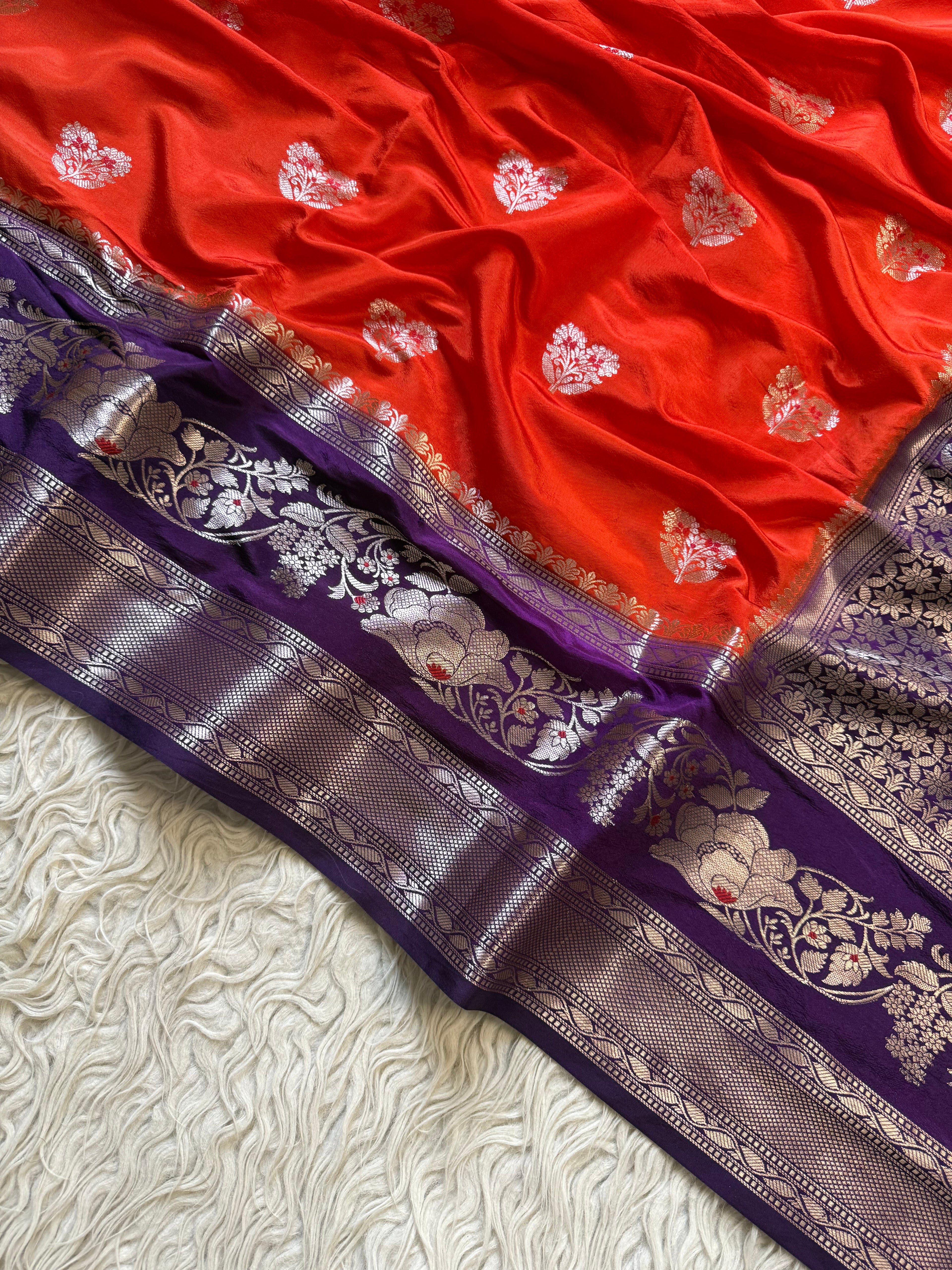 Butter Silk Banarasi Saree with minakari buti and border