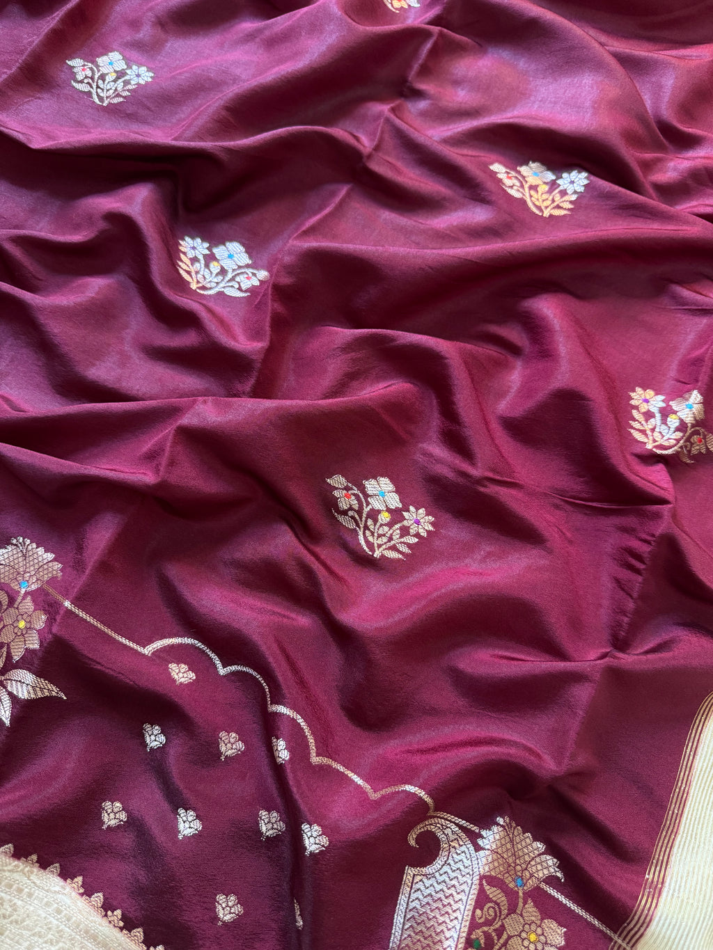 Butter Silk Banarasi Saree with minakari buti and border