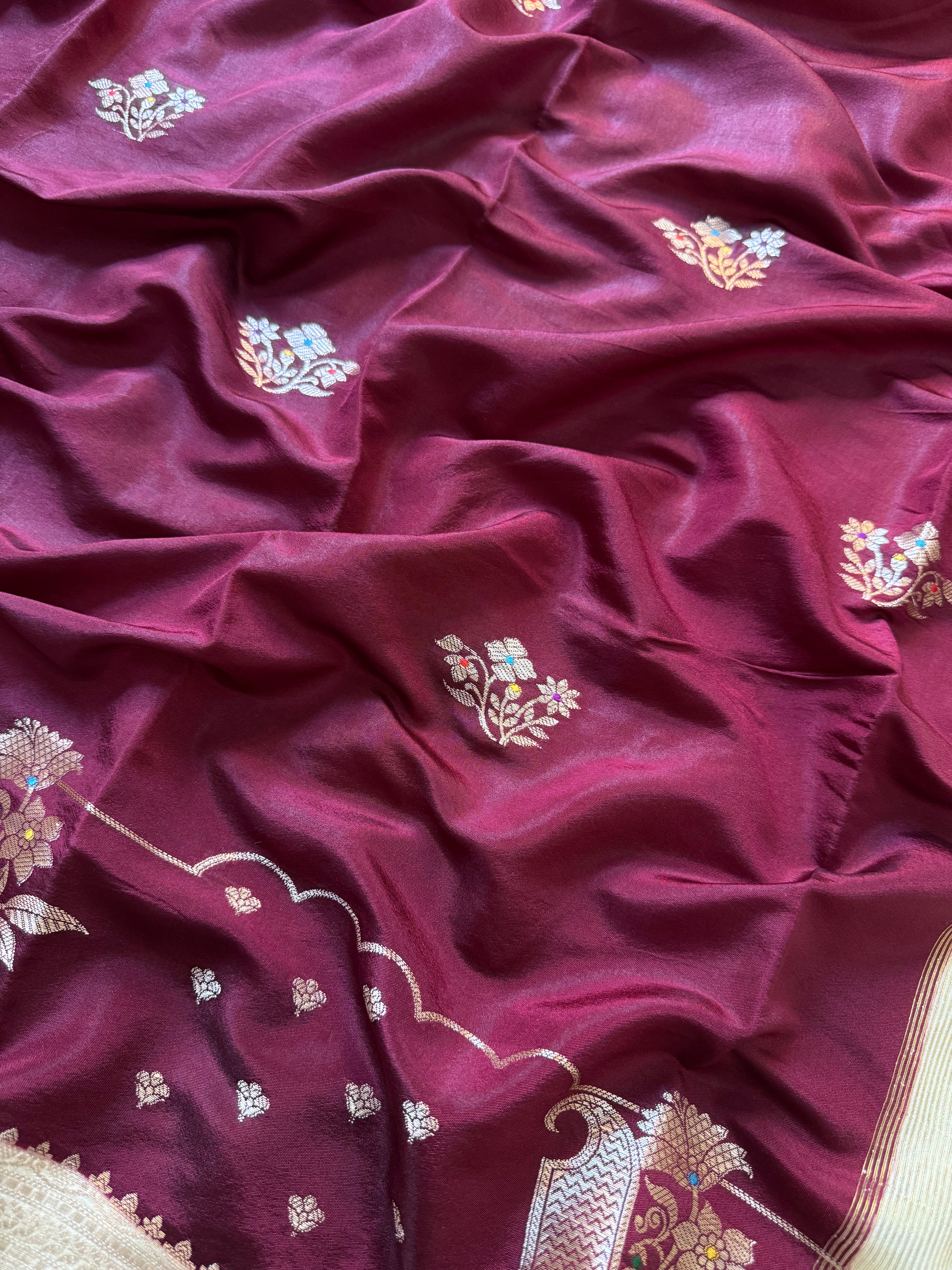Butter Silk Banarasi Saree with minakari buti and border