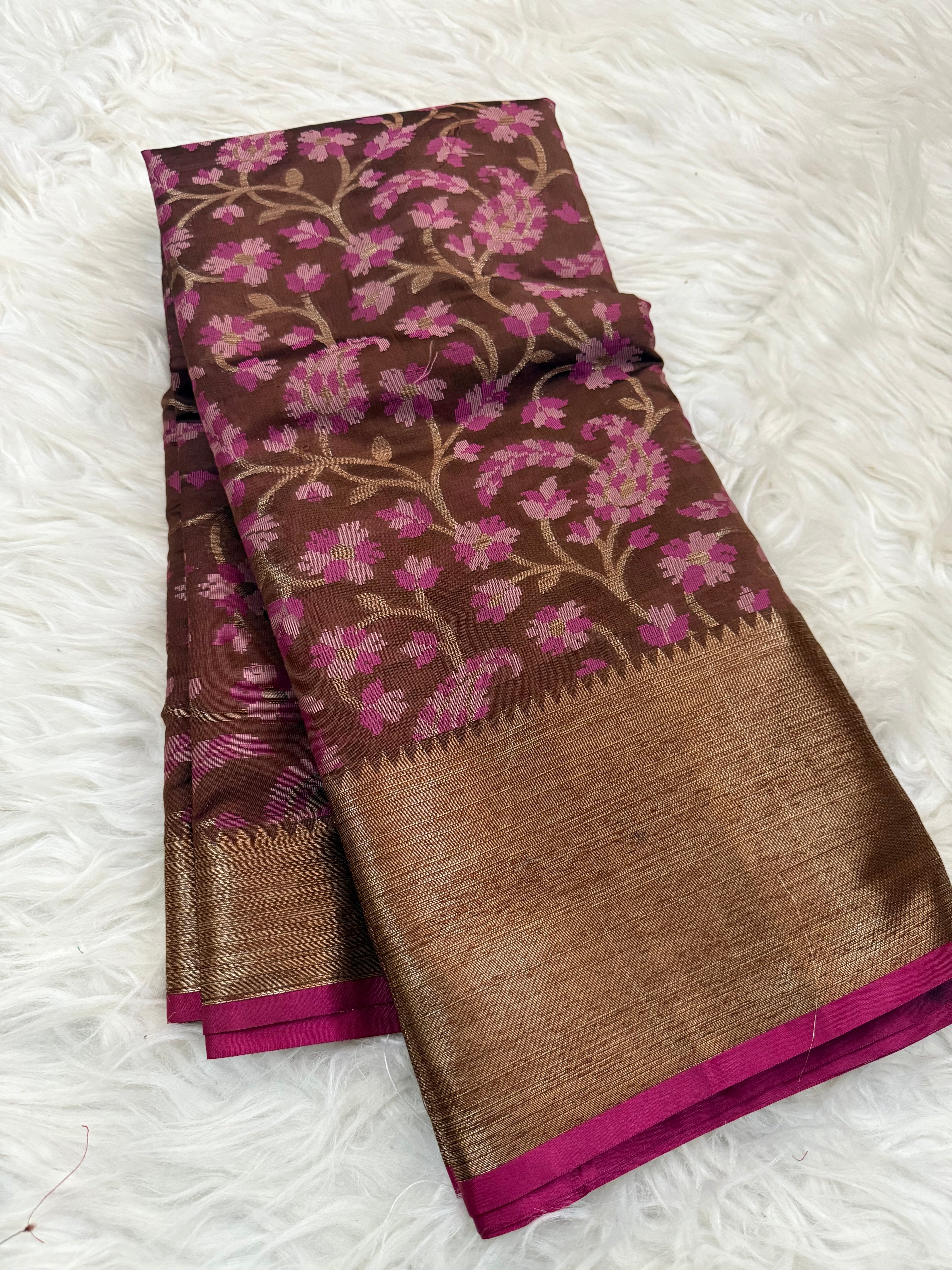 Multi colour Jaal Silk Saree