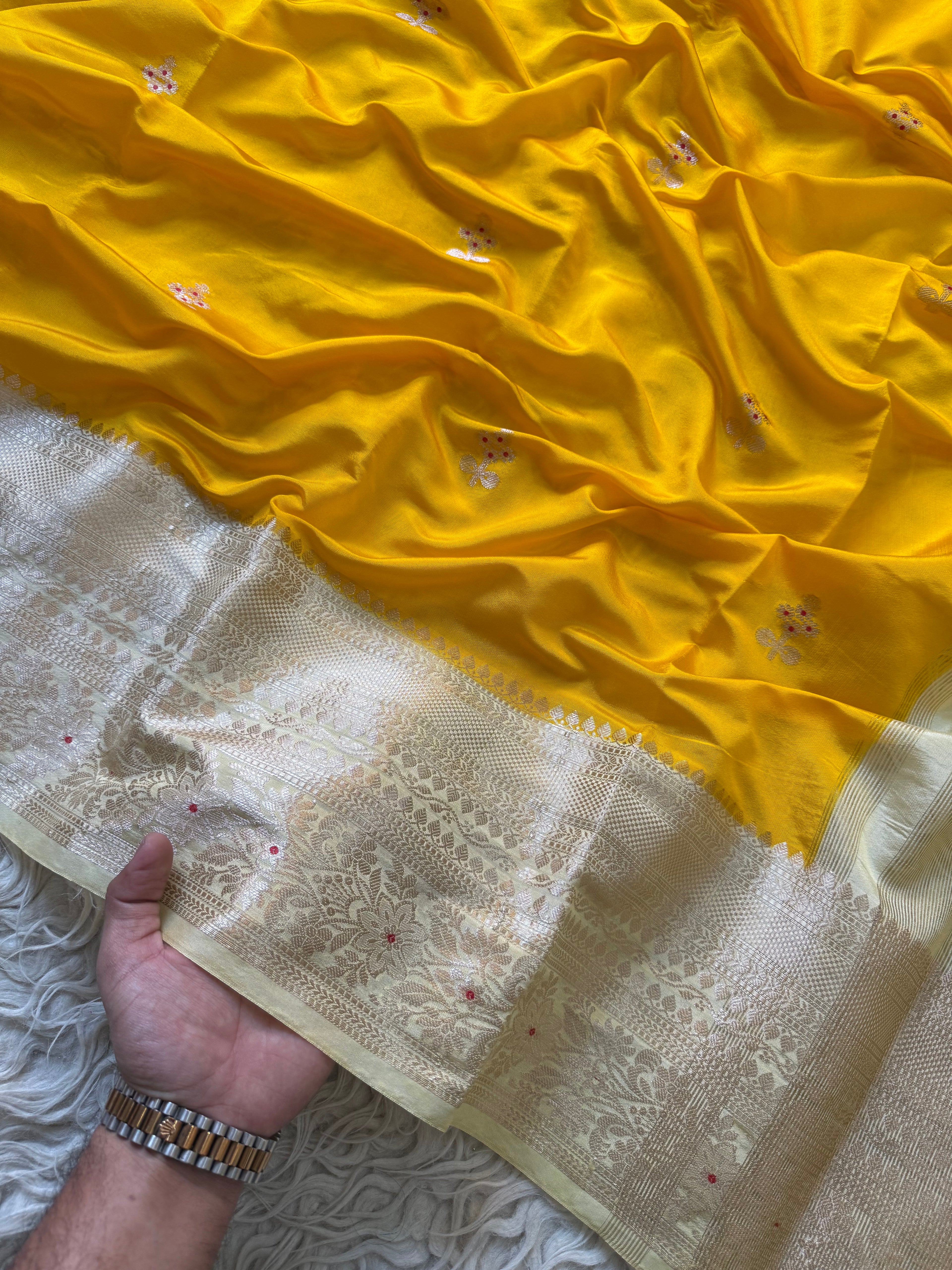 Butter Silk Banarasi Saree with minakari buti and border