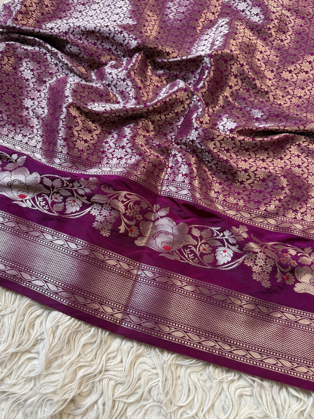Butter Silk Banarasi Saree with minakari buti and border