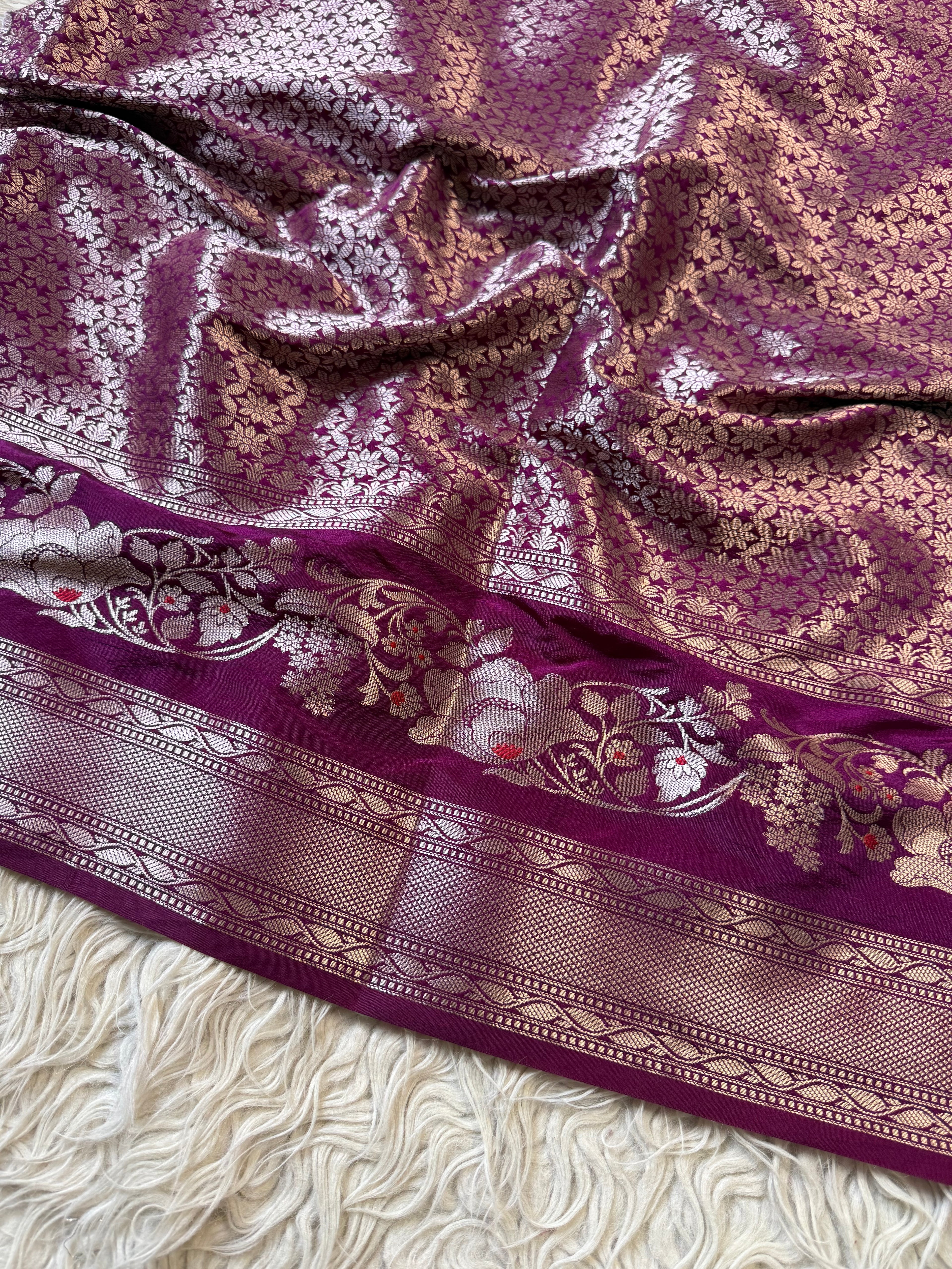 Butter Silk Banarasi Saree with minakari buti and border