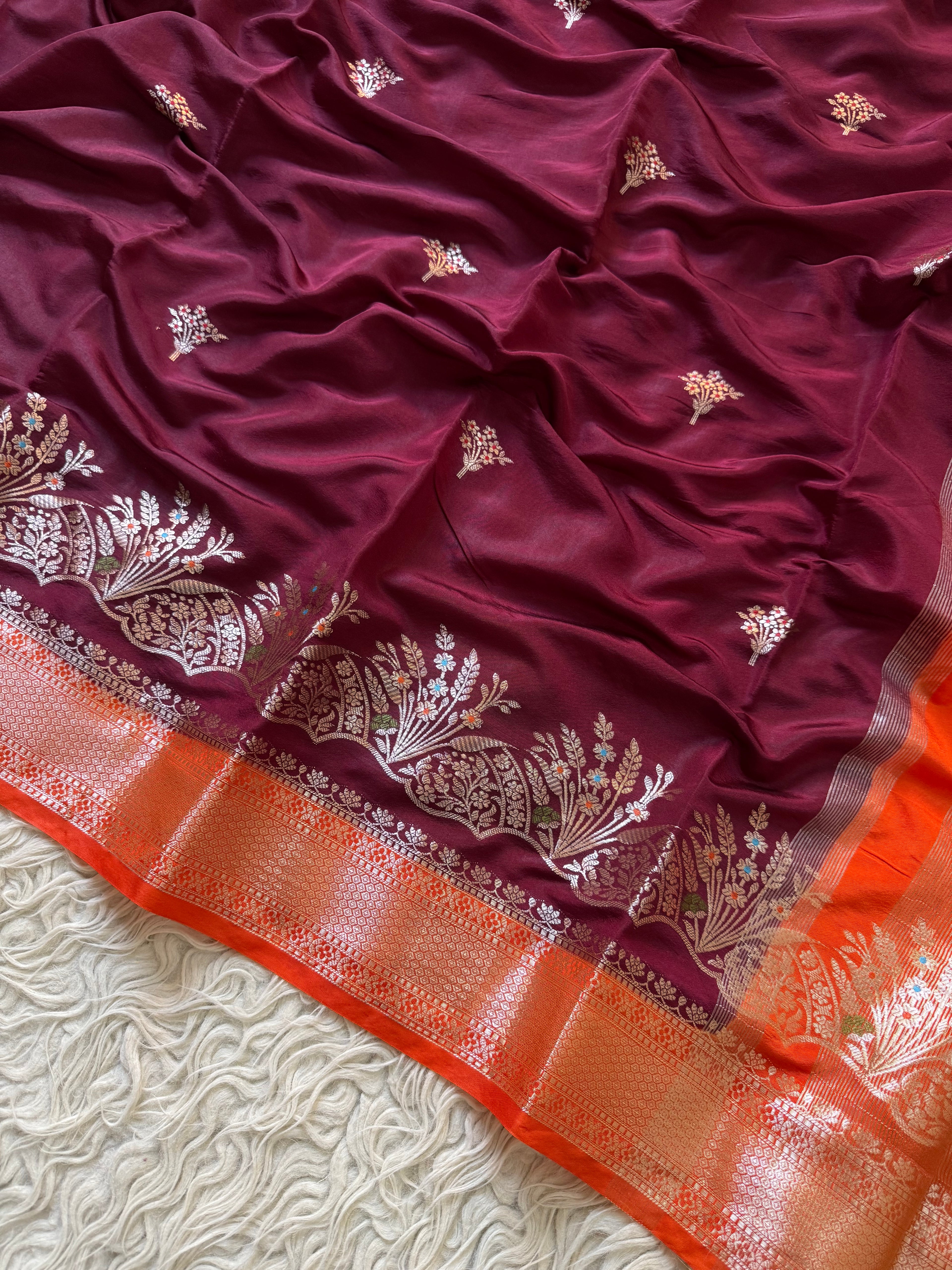 Butter Silk Banarasi Saree with minakari buti and border
