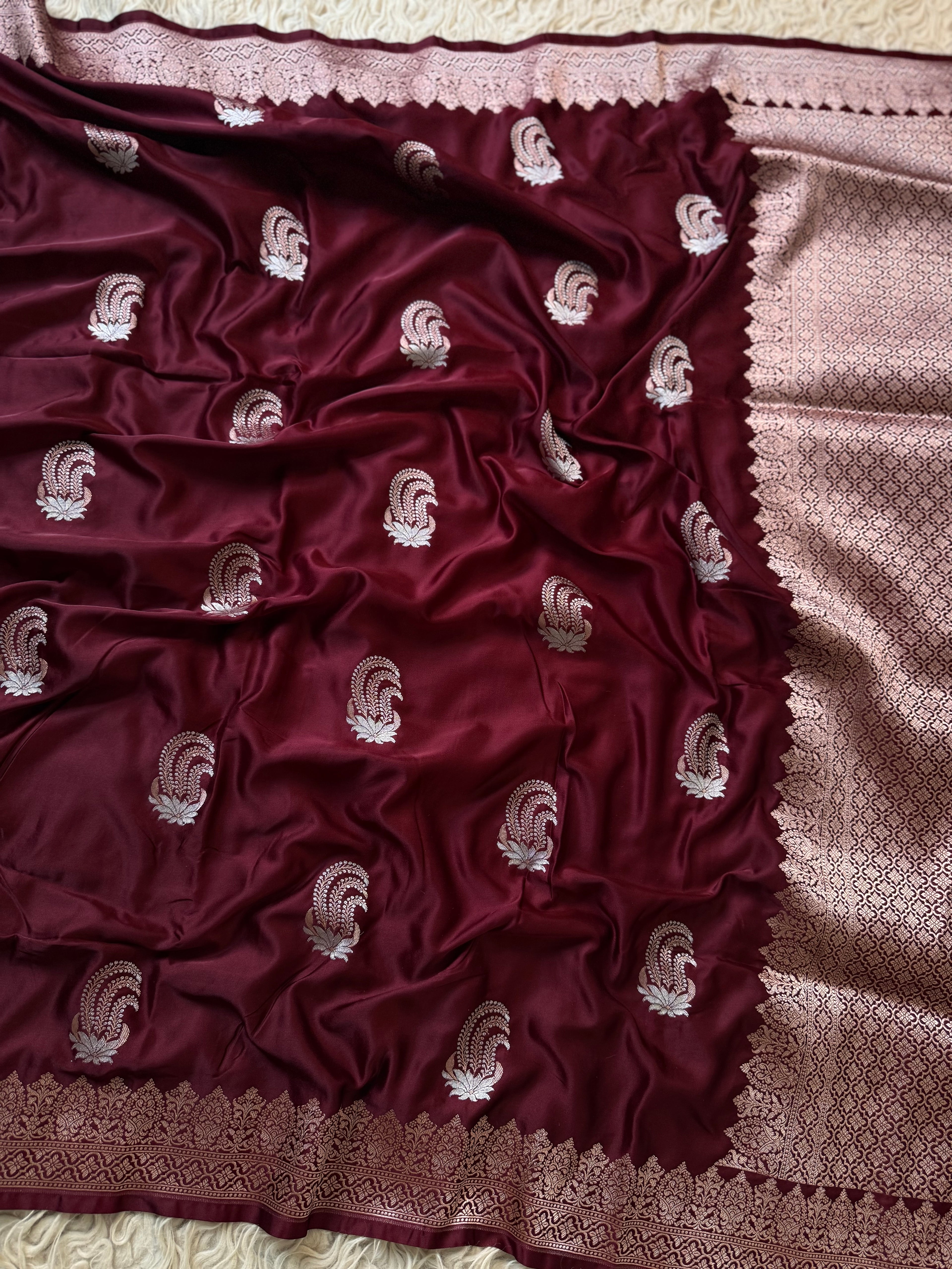 Banarasi Mashru Silk Saree All Over Alfi Meena Buta