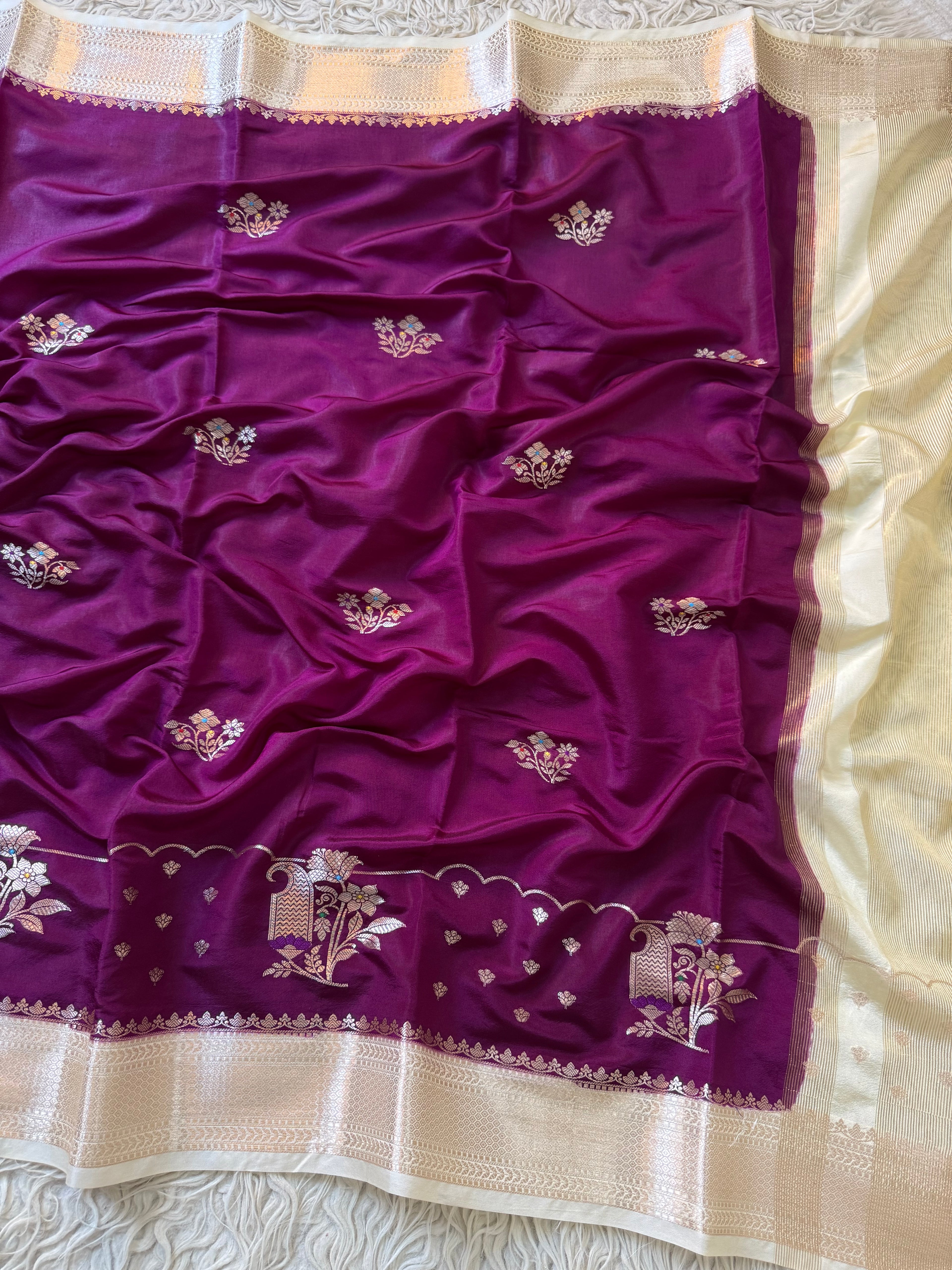 Butter Silk Banarasi Saree with minakari buti and border