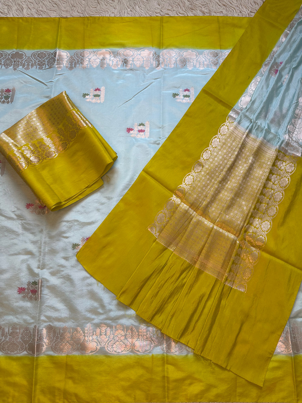 Butter Silk Banarasi Saree with minakari buti and border