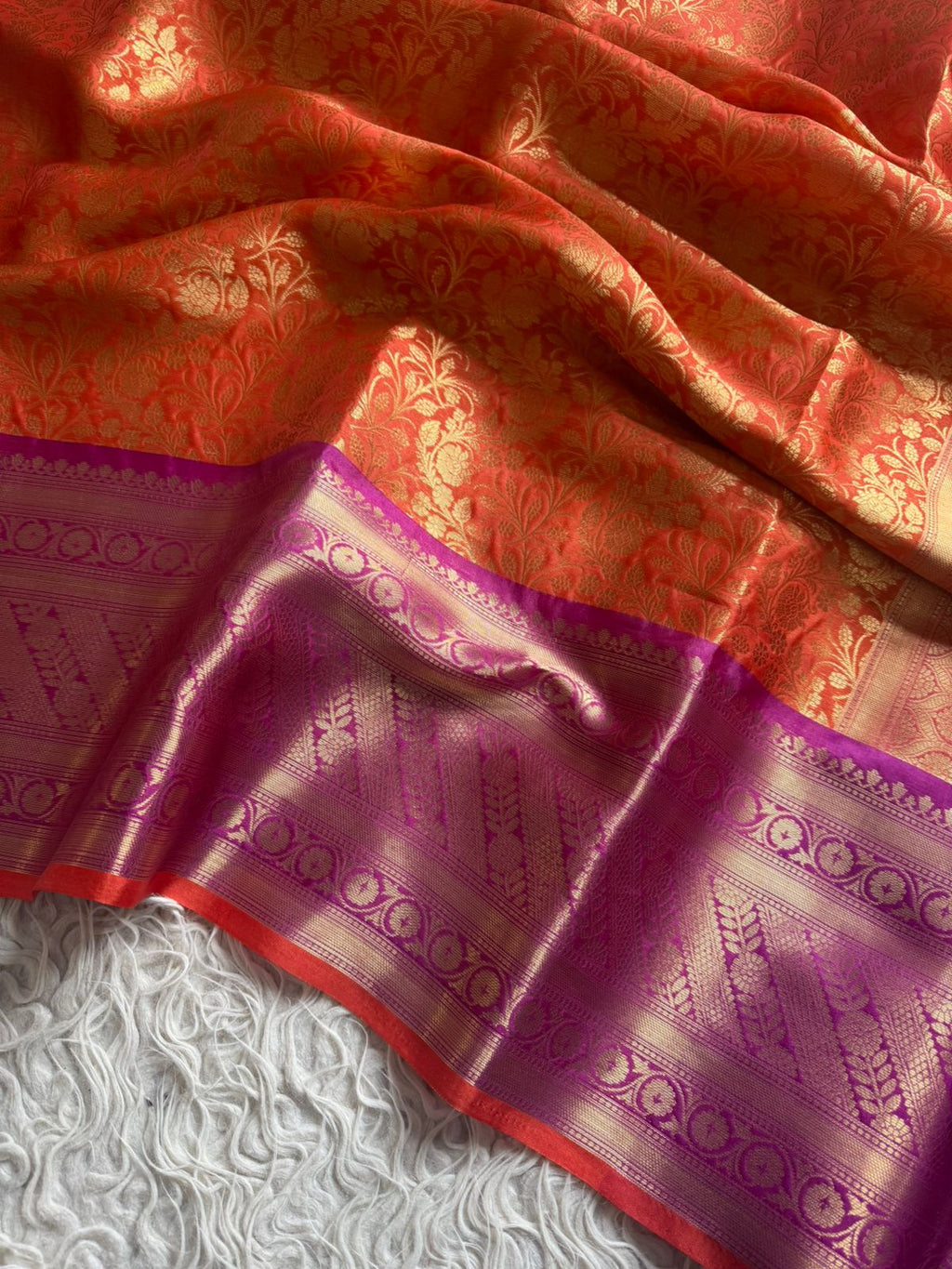 Kanjeevaram inspired Katan Silk Saree contrast Rani Border