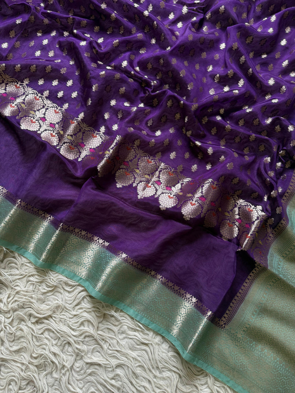 Paper Silk Banarasi Saree with minakari buti and border