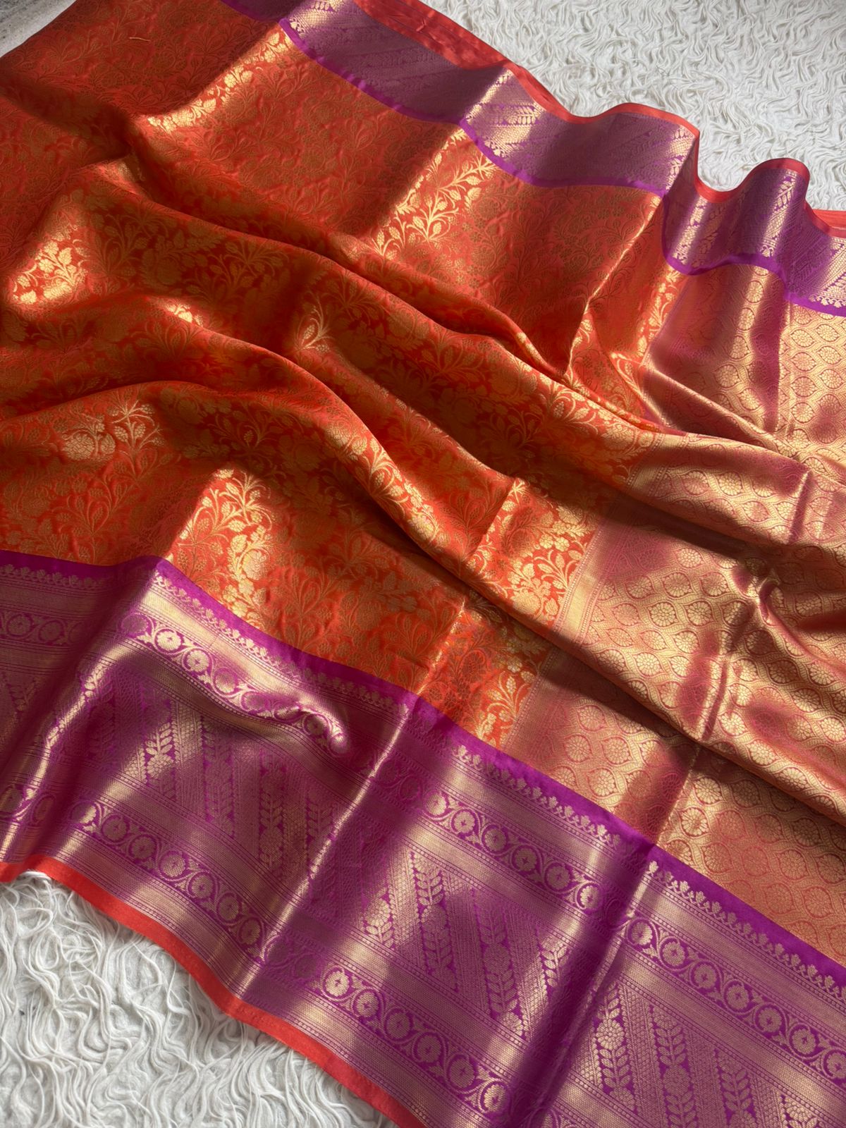 Kanjeevaram inspired Katan Silk Saree contrast Rani Border