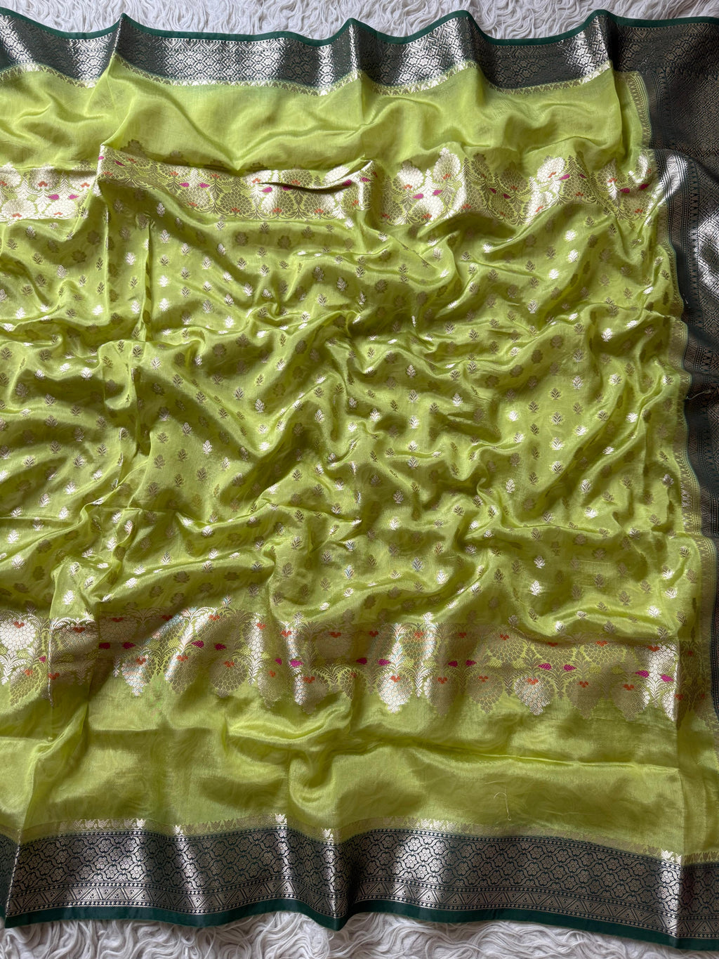 Paper Silk Banarasi Saree with minakari buti and border