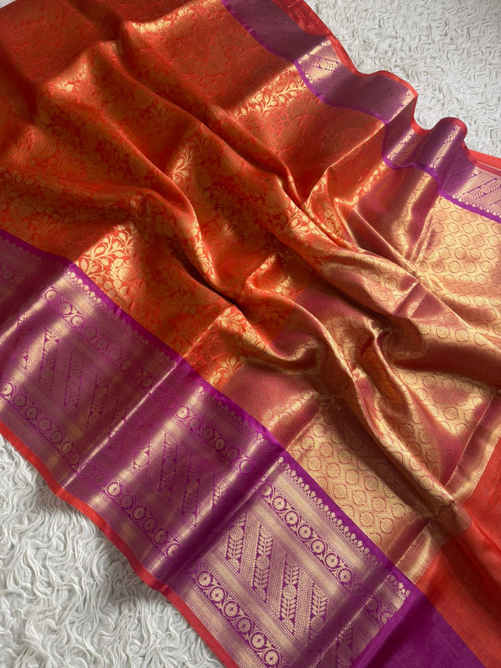 Kanjeevaram inspired Katan Silk Saree contrast Rani Border