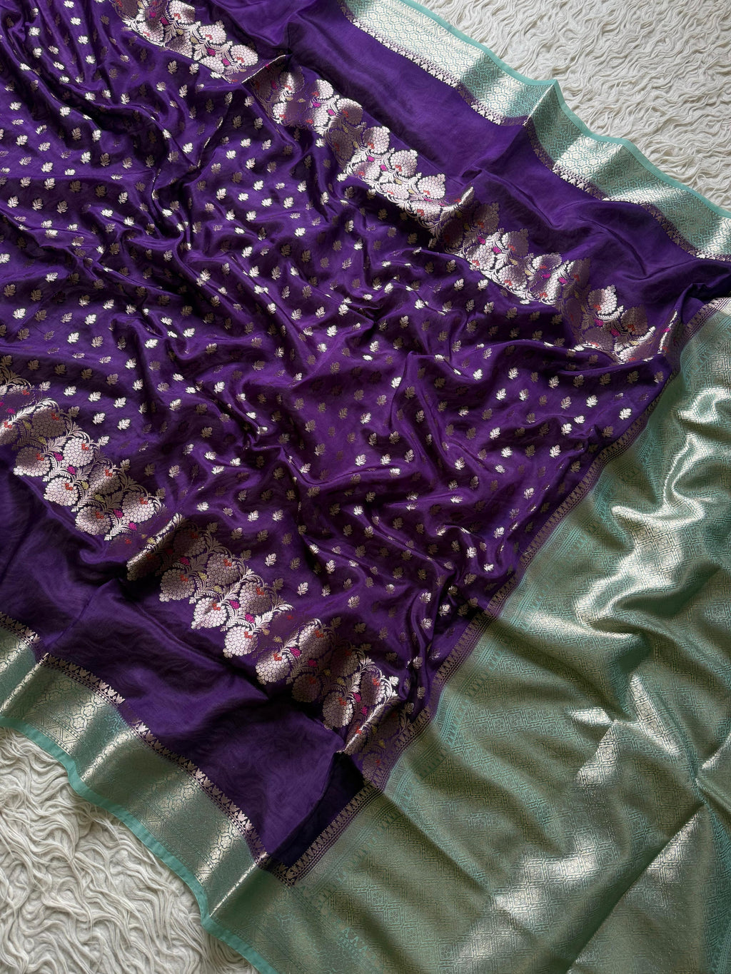 Paper Silk Banarasi Saree with minakari buti and border