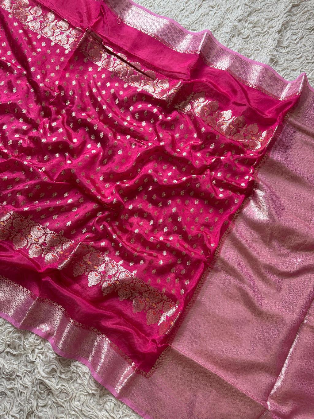 Paper Silk Banarasi Saree with minakari buti and border