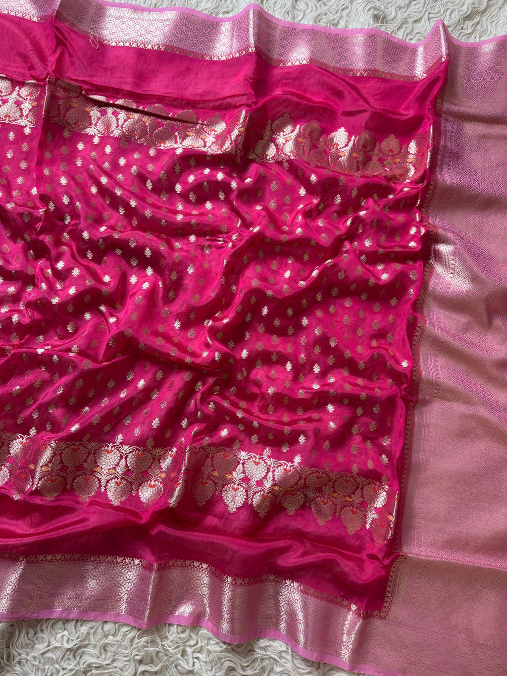 Paper Silk Banarasi Saree with minakari buti and border
