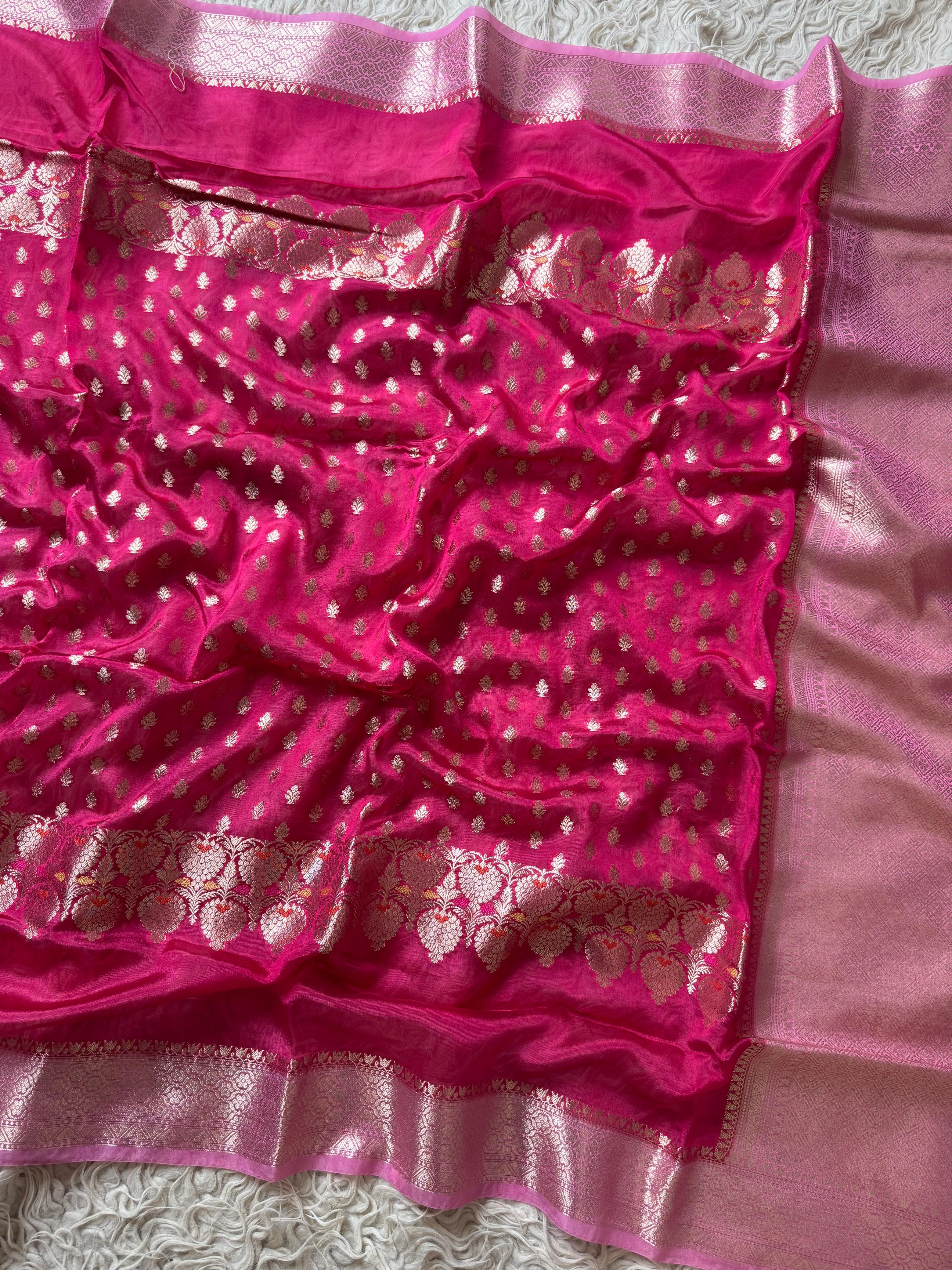 Paper Silk Banarasi Saree with minakari buti and border