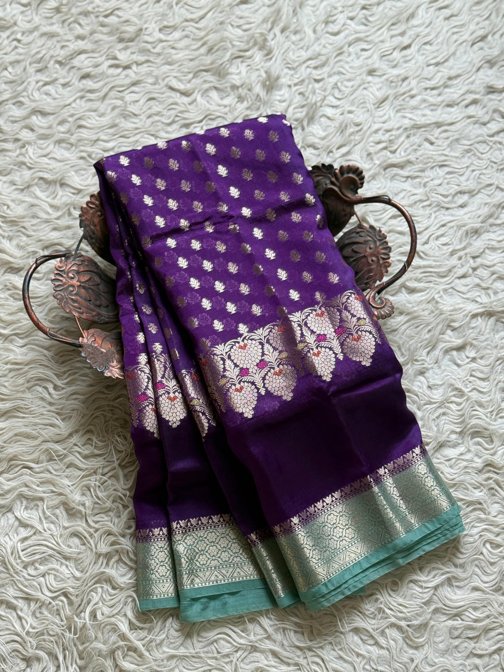 Paper Silk Banarasi Saree with minakari buti and border