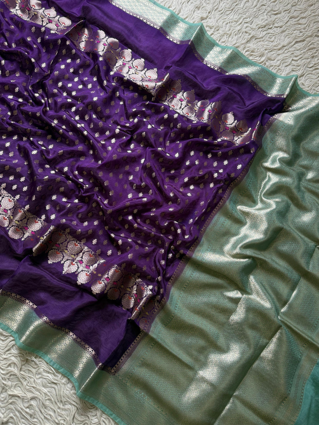 Paper Silk Banarasi Saree with minakari buti and border