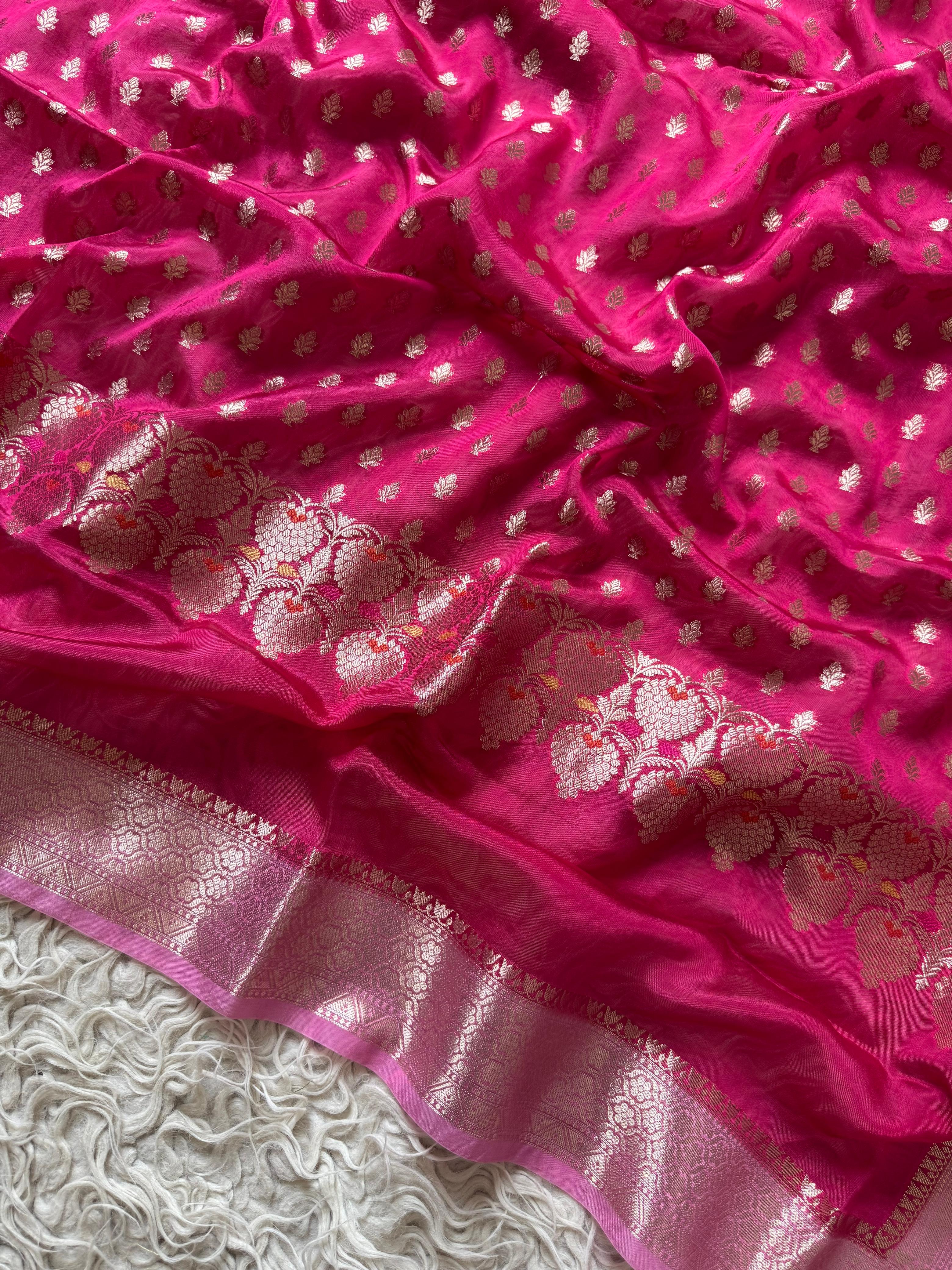 Paper Silk Banarasi Saree with minakari buti and border