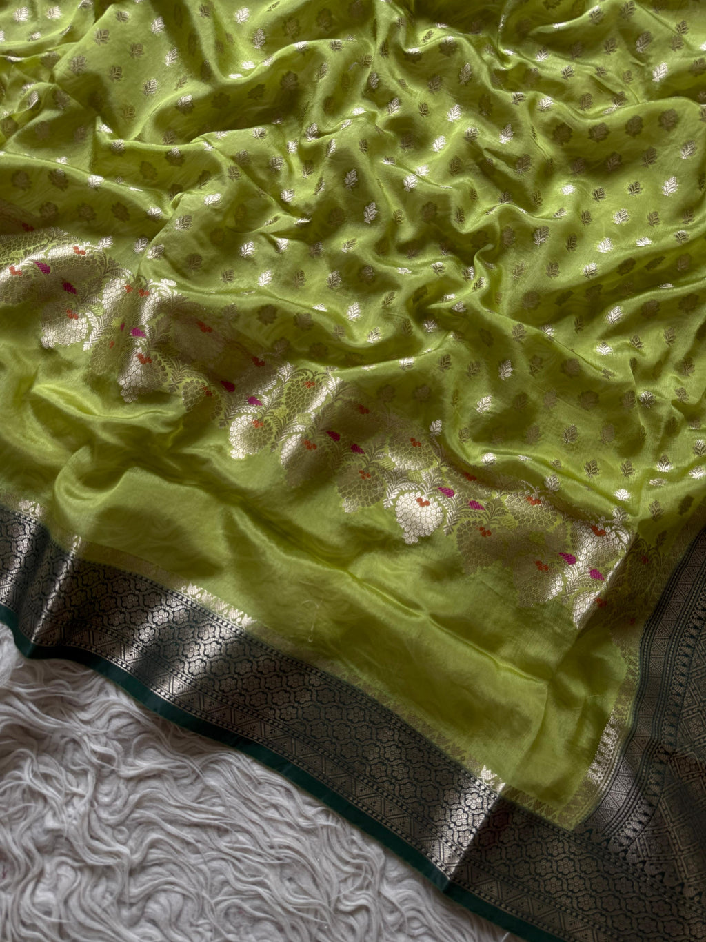 Paper Silk Banarasi Saree with minakari buti and border