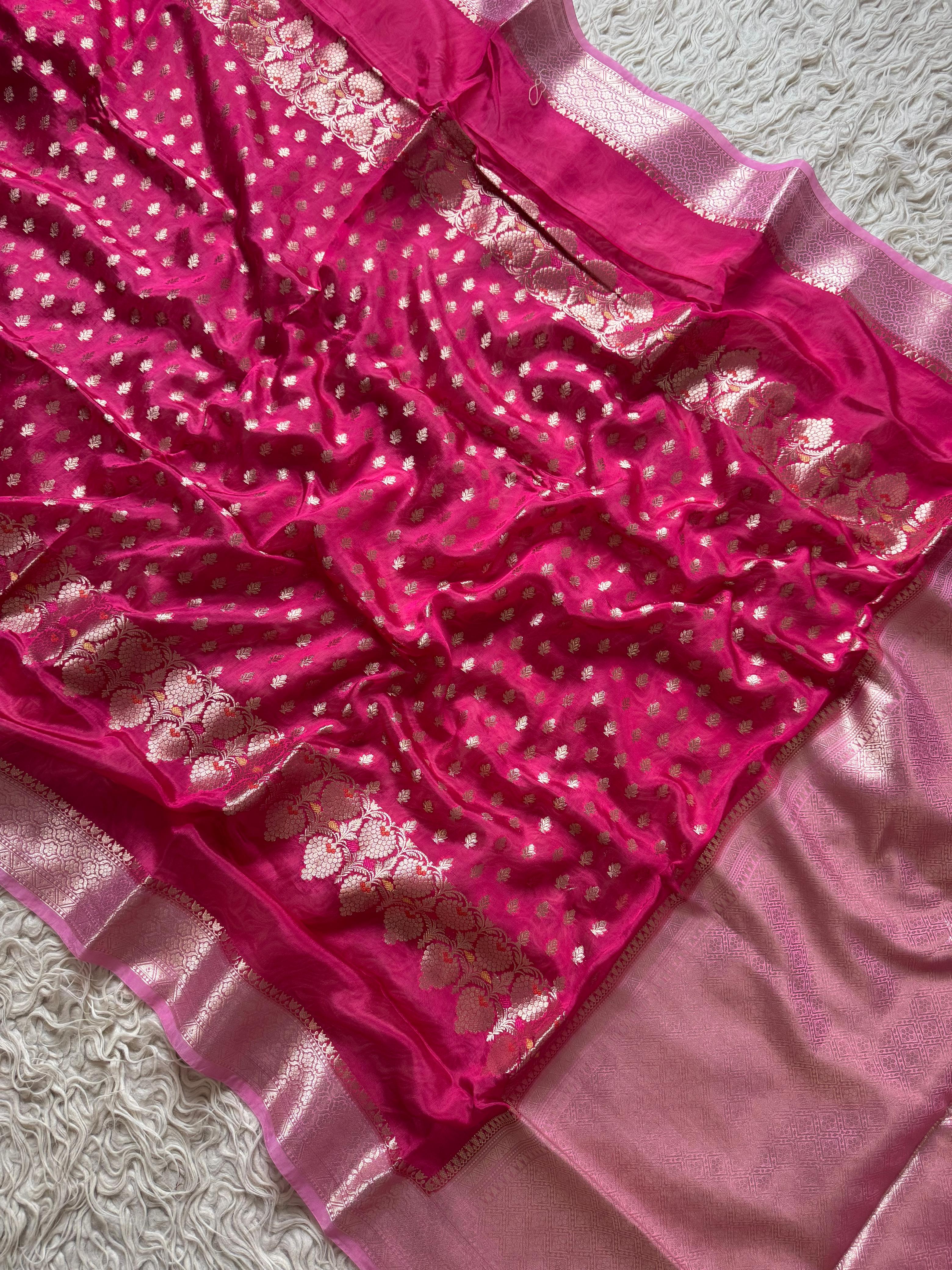 Paper Silk Banarasi Saree with minakari buti and border