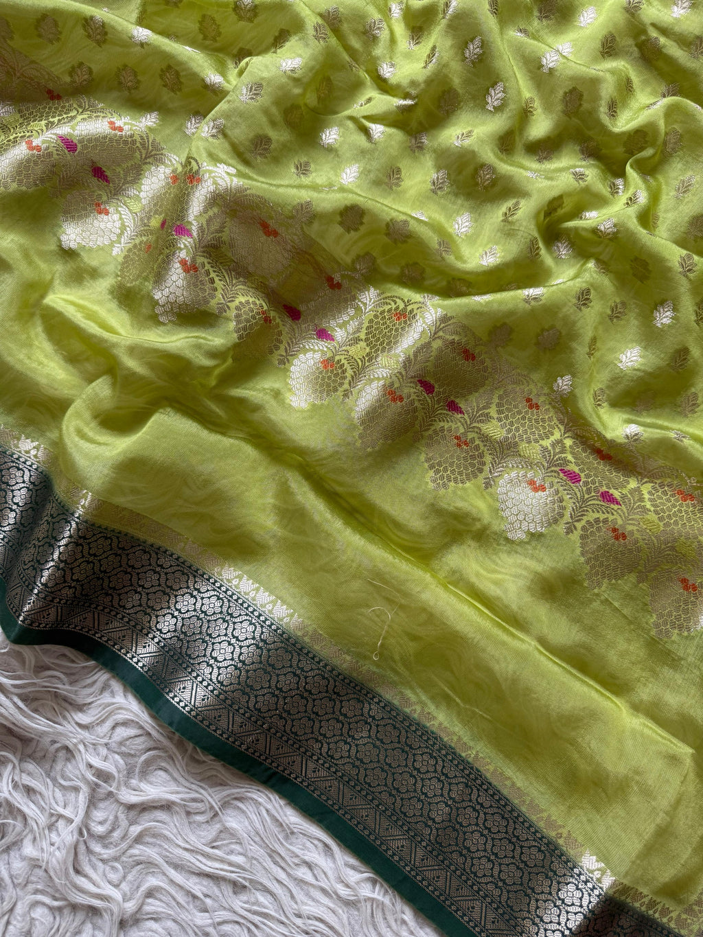 Paper Silk Banarasi Saree with minakari buti and border